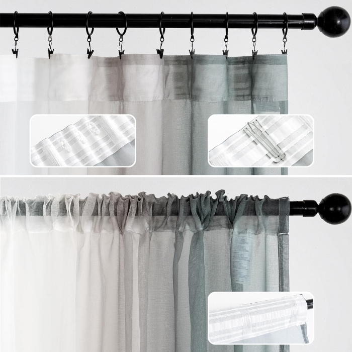 Perdele semi transparente din dantela gri 140*260 set 2 bucati [3]