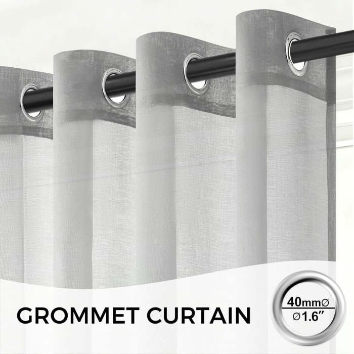 Perdele semitransparente Gri 210x140 cm set 2 bucati cu inele metalice [2]