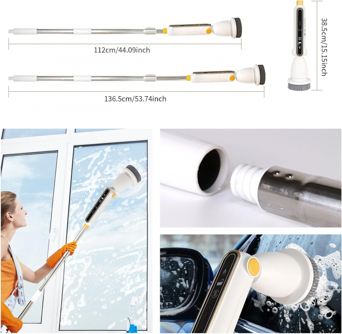 Perie electrică de curățare cu acumulator, 7 capete, maner extensibil [5]