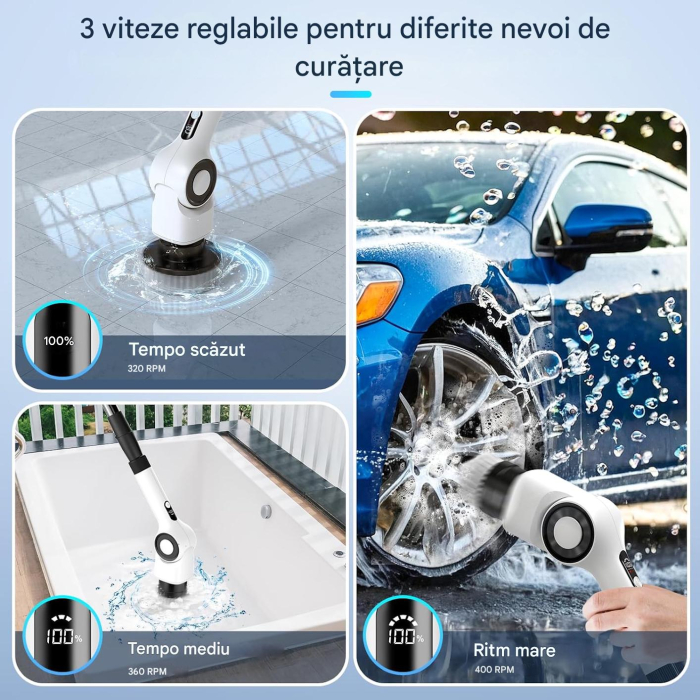 Perie electrică de curățare cu acumulator, 7 capete, maner extensibil [4]