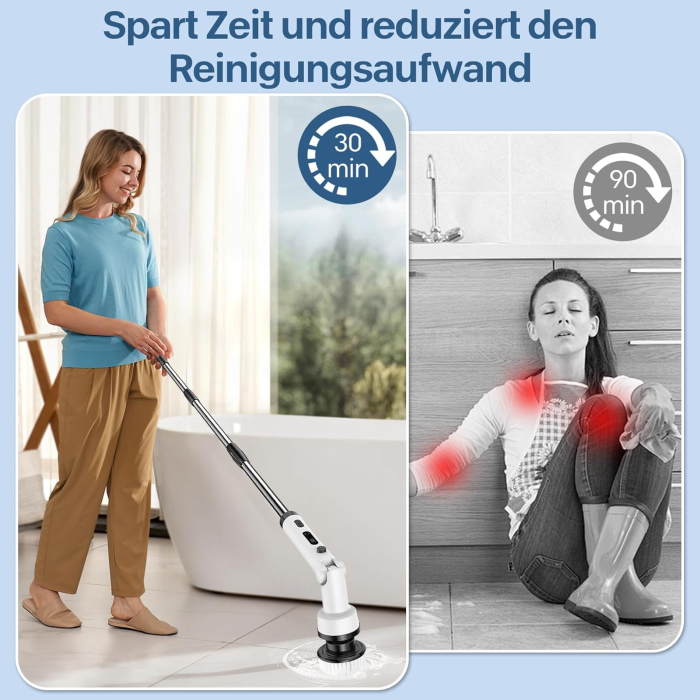 Perie electrică de curățare cu acumulator, 107 capete, maner extensibil [7]