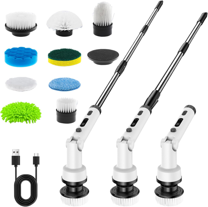 Perie electrică de curățare cu acumulator, 107 capete, maner extensibil [1]