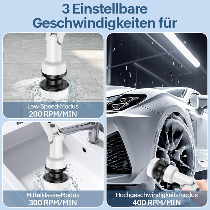 Perie electrică de curățare cu acumulator, 107 capete, maner extensibil [6]