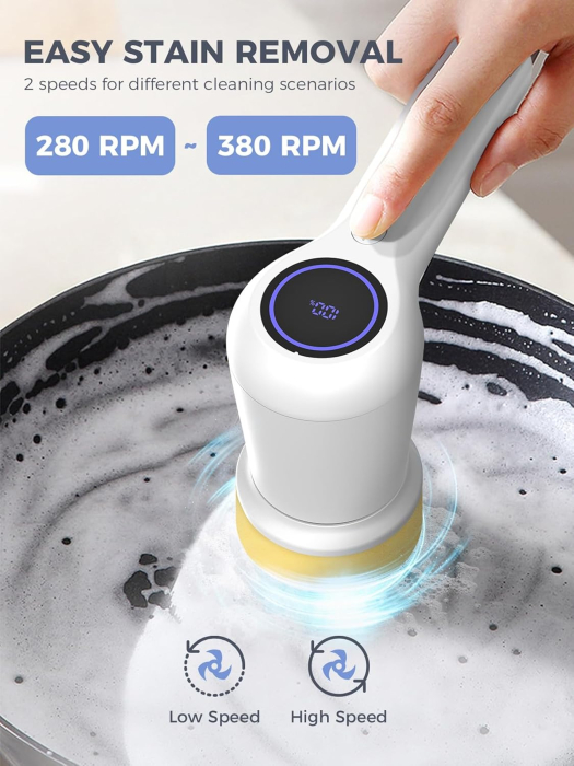 Perie electrică de curățare reincarcabila, IPX7 impermeabilă cu ecran LED, 4 capete [3]
