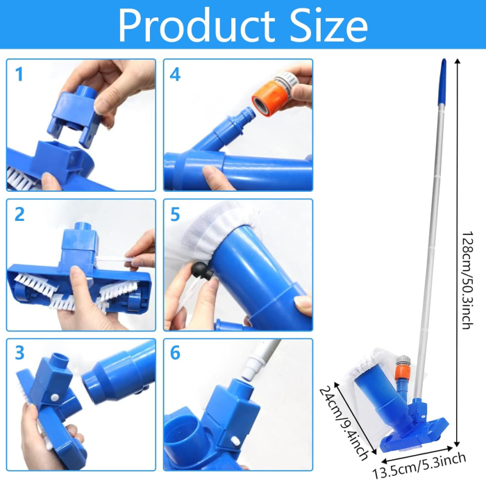 Aspirator de piscina cu segmente de tije din aluminiu si perii [2]