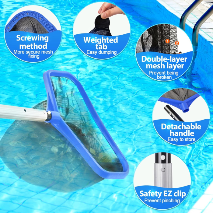 Plasă fină din nailon pentru piscină, dublă adâncă, compatibilă maner 32 mm [3]