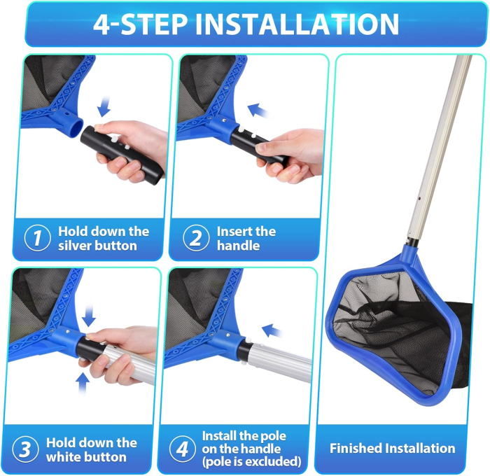 Plasă fină din nailon pentru piscină, dublă adâncă, compatibilă maner 32 mm [7]