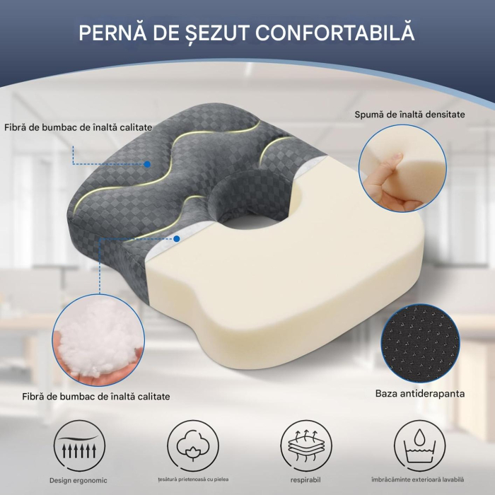 Perna ortopedica, din burete cu memorie,  pentru orice tip de scaun [2]