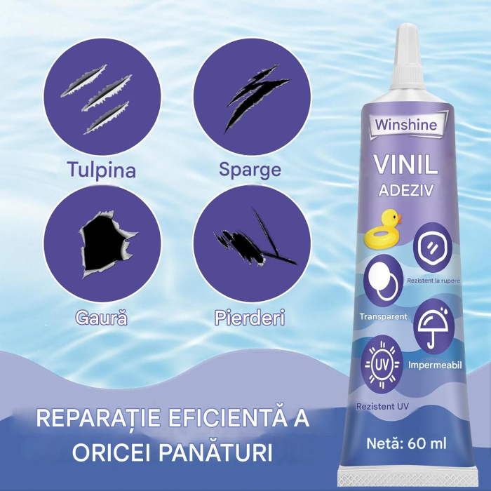 Kit de reparare piscina, solutie adeziva 60 ml, petece tranaparente [2]