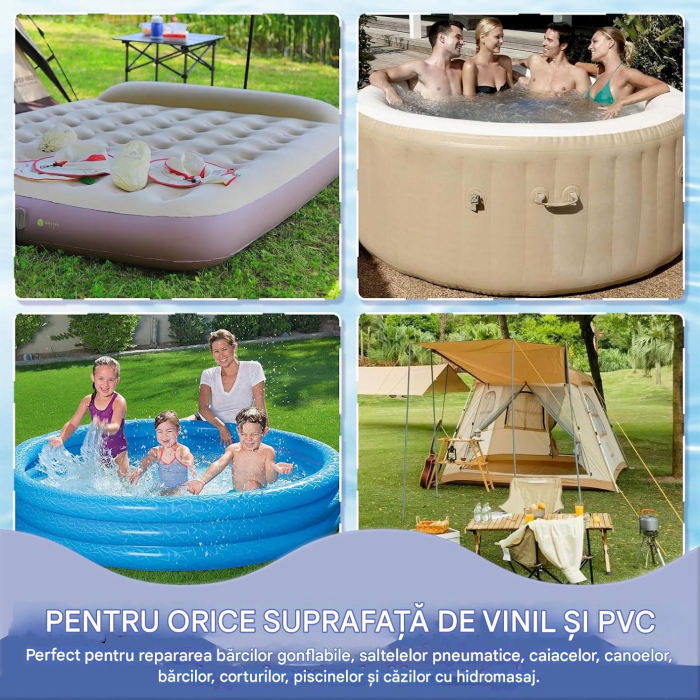 Kit de reparare piscina, solutie adeziva 60 ml, petece tranaparente [3]