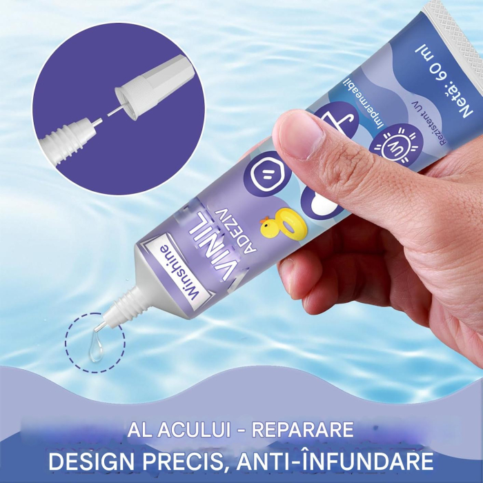 Kit de reparare piscina, solutie adeziva 60 ml, petece tranaparente [7]