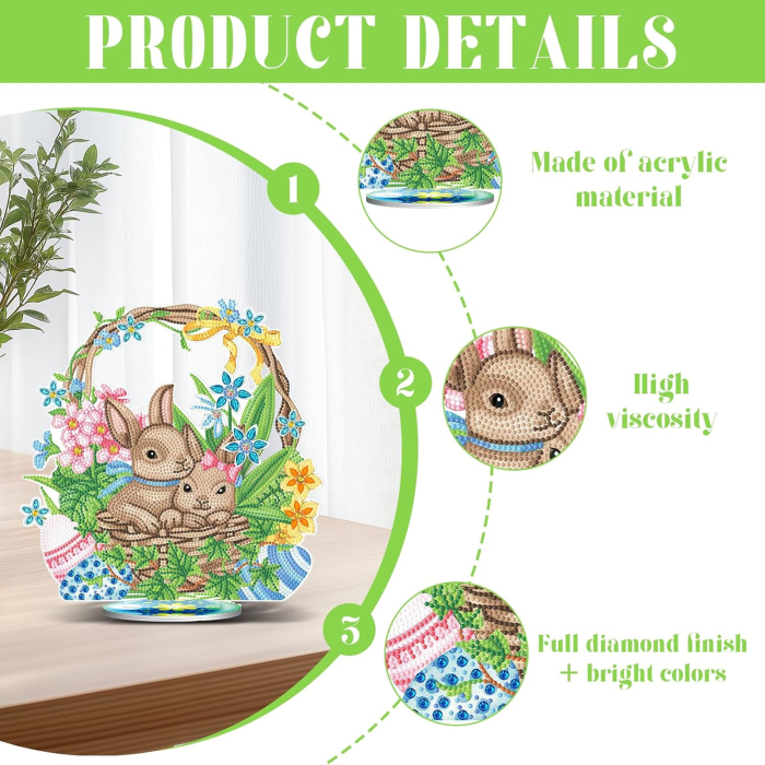 Set de Pictură cu Diamante 5D pe suport acrilic, decoratiune de Paște pentru Copii [3]