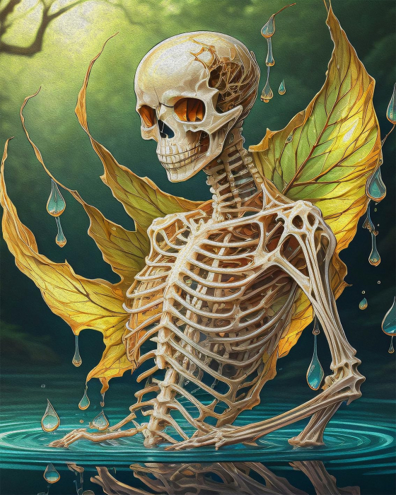 Pictura pe panza numerotata 40x50 cm, vopsea acrilica, pensule, suporti atarnare, "Bones" [1]