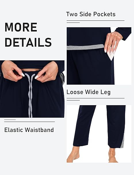 Pijama lejera de somn pentru femei, din material moale, albastra XL [6]