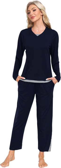 Pijama lejera de somn pentru femei, din material moale, albastra XL [2]