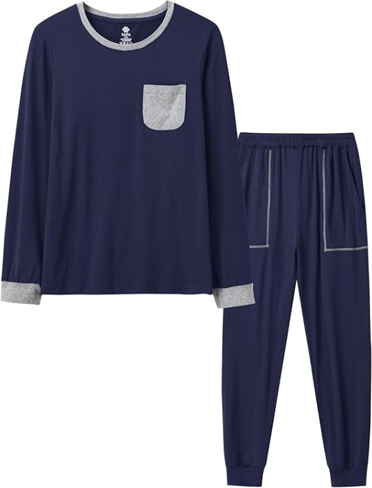 Pijama lejera de somn pentru femei, din material moale, albastru XL [7]