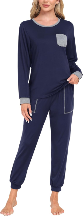 Pijama lejera de somn pentru femei, din material moale, albastru XL [1]