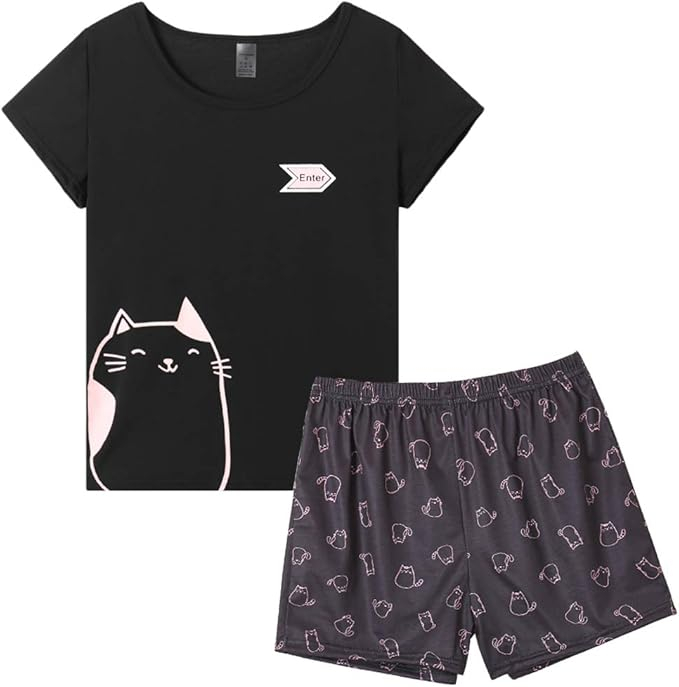 Pijama lejera de somn pentru femei, din material moale, negru S [1]