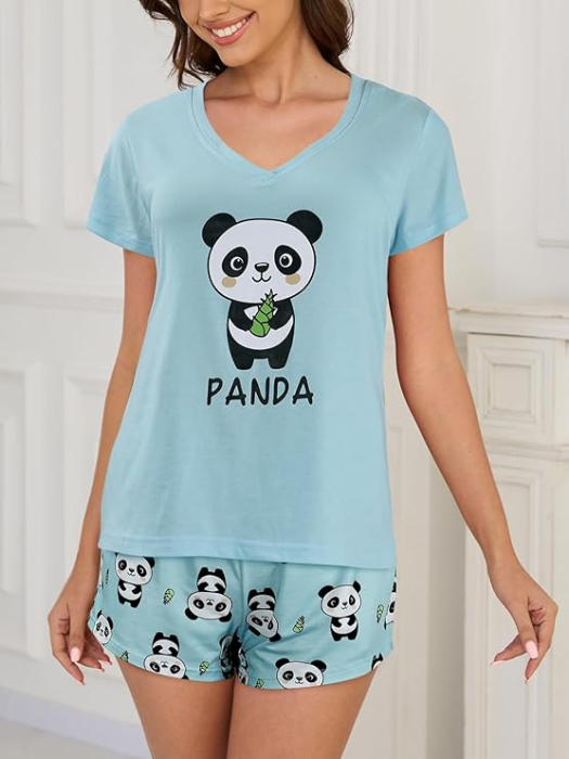 Pijama lejera de somn pentru femei, din material moale, panda M [3]