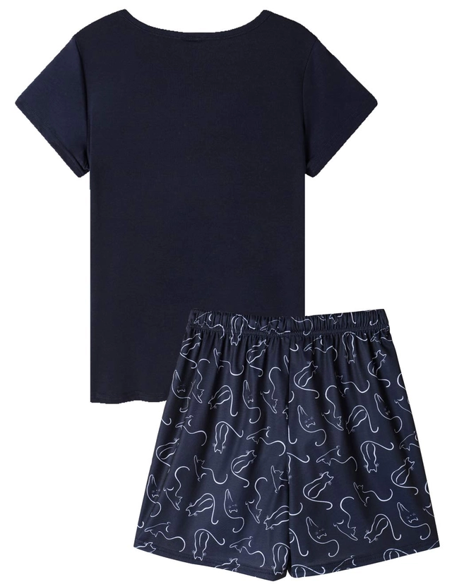 Pijama lejera de somn pentru femei, din material moale, pisicute S [2]