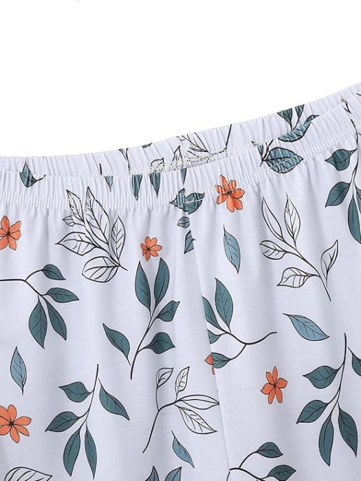 Pijama lejera de somn pentru femei, din material moale, frunze 2XL [6]