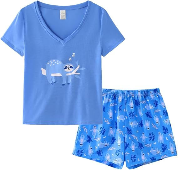 Pijama lejera de somn pentru femei, din material moale, albastra S [4]