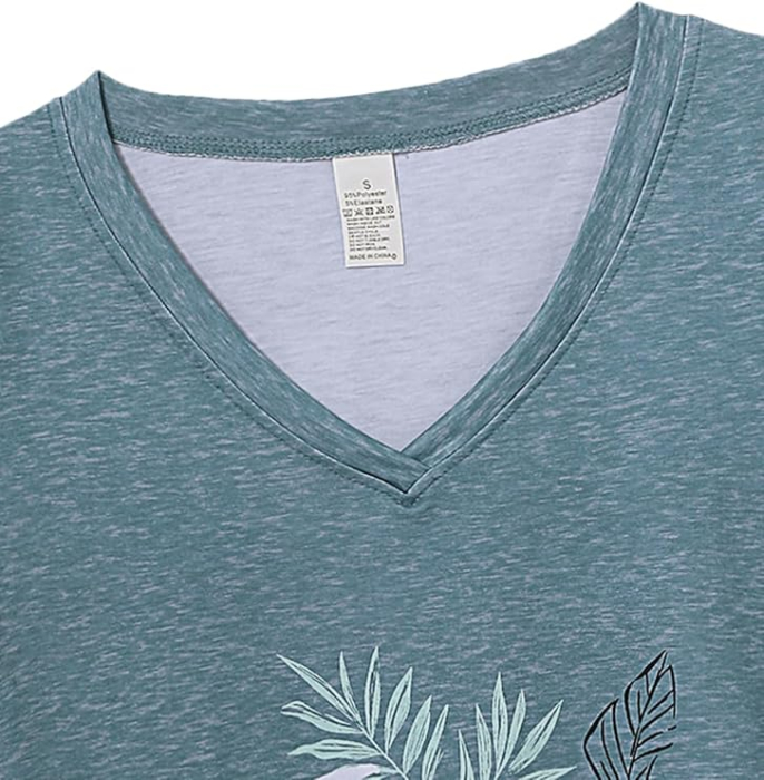 Pijama lejera de somn pentru femei, din material moale, frunze XL [5]