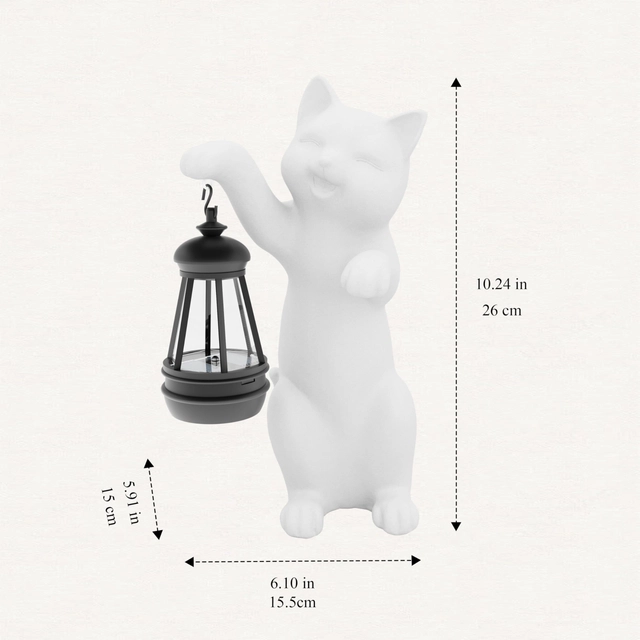 Pisica de gradina, terasa, balcon cu LED-uri si panou solar 26 cm [3]