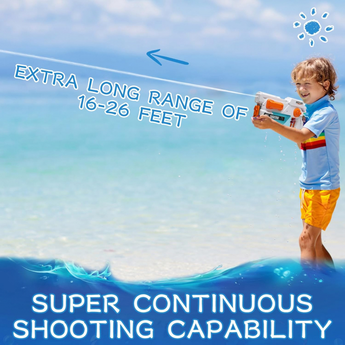 Pistol electric cu apa, cu rază lungă de acțiune 5-10 m alb/portocaliu [3]