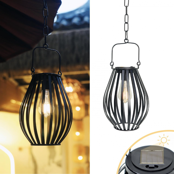 Felinar solar rustic cu lant pentru suspendare 30x15 cm [1]