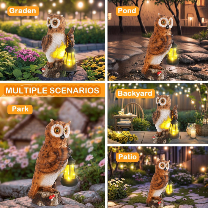 Bufnita de noapte cu felinar LED solar, inaltime 35 cm [6]