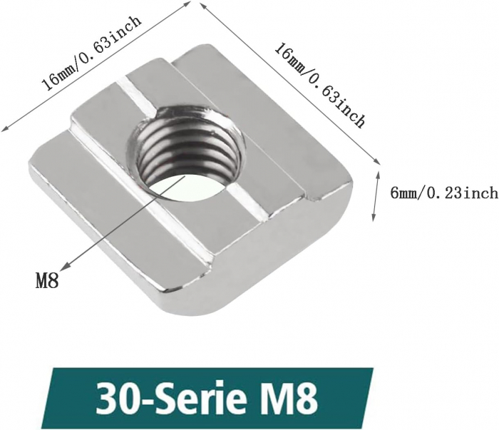 Piulite rapide forma T, M8, din otel carbon zincat, set 20 bucati [2]