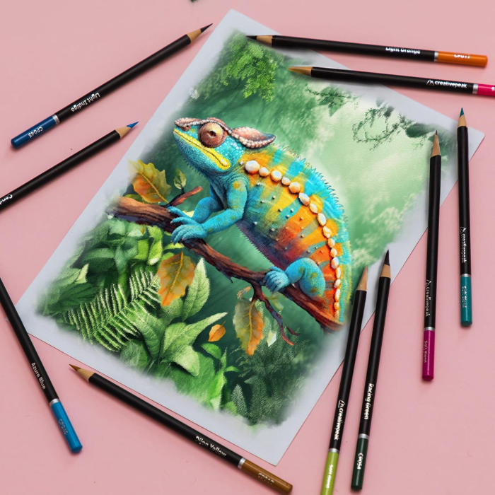 Creioane colorate profesionale, 72 de culori vibrante, card de testare a culorilor, husă de călătorie cu fermoar [3]