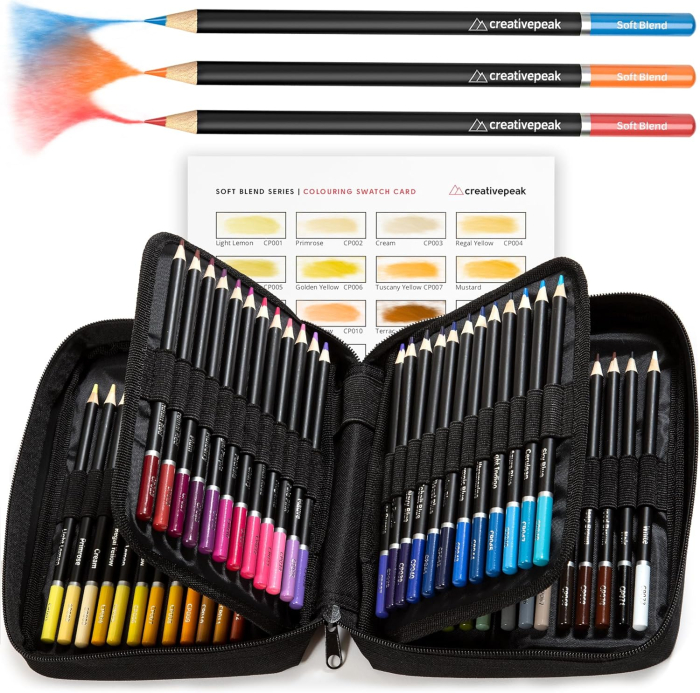 Creioane colorate profesionale, 72 de culori vibrante, card de testare a culorilor, husă de călătorie cu fermoar [1]