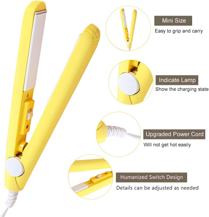 Placa mini 2-in-1 pentru intins ondulat parul, galbena [4]