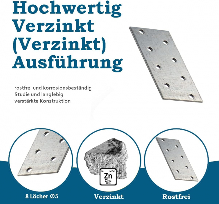 Placi metalice perforate pentru imbinate elemente din lemn, set 10 bucati 80 x 40 x 2 cm [3]