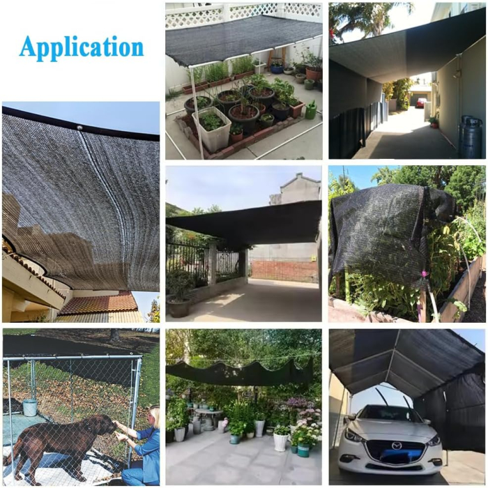 Plasa tivita, cu inele metal, neagra de umbrire 90% pentru gard, balcon, terasa, 3x3m [7]