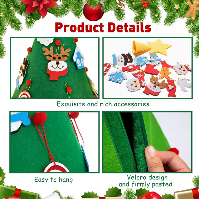 Pom de Crăciun 3D din pâslă cu ornamente pentru decorat [4]
