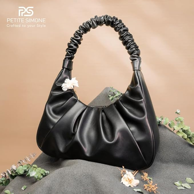 Poseta eleganta de mana neagra din piele PU, cu fermoar [3]