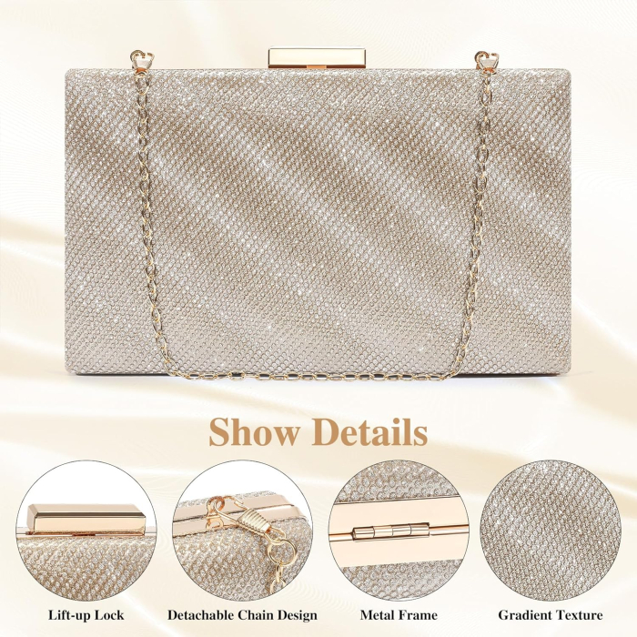 Poseta eleganta de umar aurie, sclipitoare, cu lant 120 cm 19,5 x 5 x 12 cm, 400 gr [5]