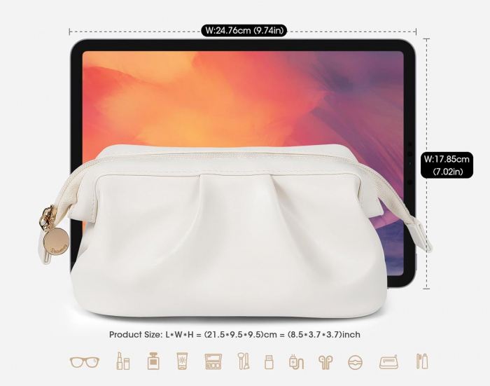 Geanta eleganta alba pentru cosmetice, 21.5x9.5x9.5 cm [2]