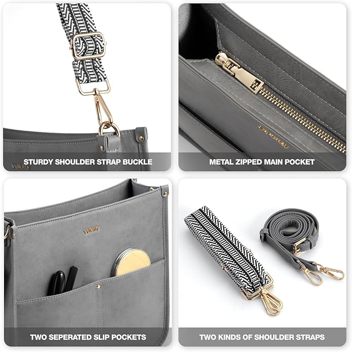 Geanta de umar din PU gri, 29x9x27 cm [3]