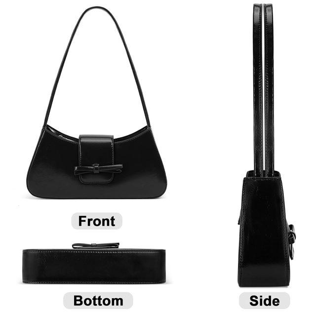 Poseta eleganta mica neagra cu funda din piele PU, cu curea de umar [3]