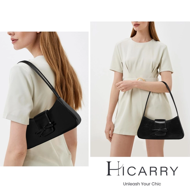 Poseta eleganta mica neagra cu funda din piele PU, cu curea de umar [2]