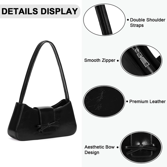 Poseta eleganta mica neagra cu funda din piele PU, cu curea de umar [4]