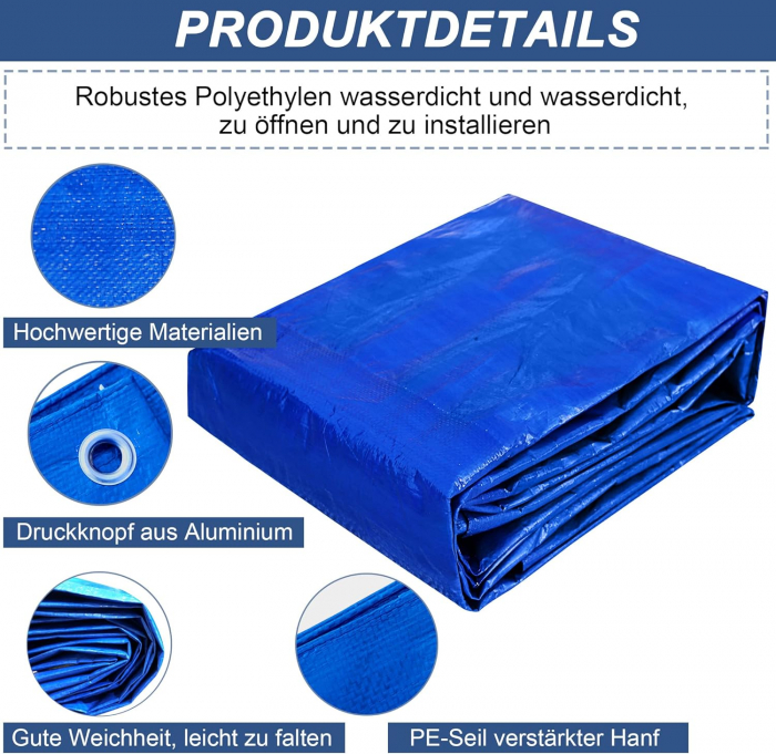 Prelata din polietilena, impermeabila, albastra, 100 g/m2, 18,8 x 2,5 M [3]
