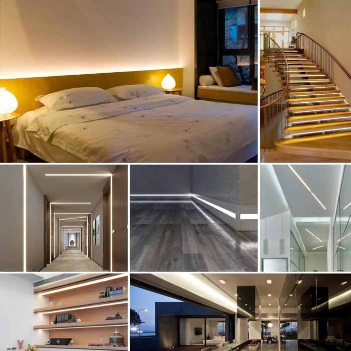 Profil din aluminiu în formă de U 10X1m pentru bandă LED , cu set accesorii [6]