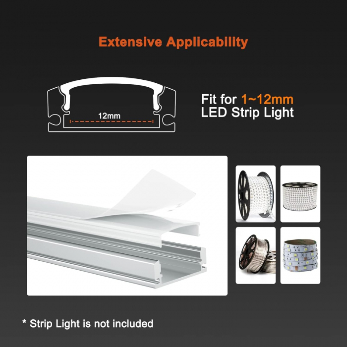 Profil din aluminiu în formă de U 10X1m pentru bandă LED , cu set accesorii [2]