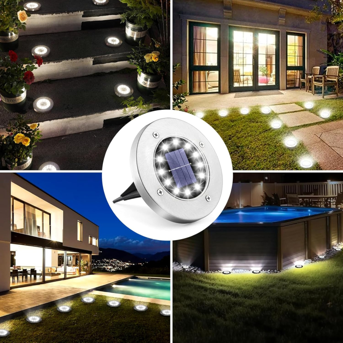 Lampi solare pentru gradina 12 LED-uri, cai de acces, impermeabile, de exterior set 4 lumini [6]