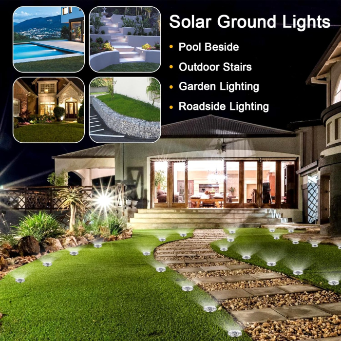 Lampi solare pentru gradina 12 LED-uri, cai de acces, impermeabile, de exterior set 4 lumini [2]